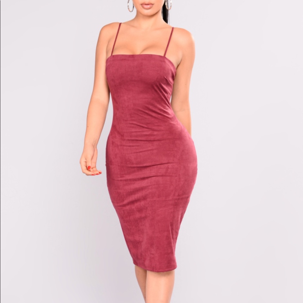 Suede Dress - Burgundy Medium